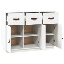 Beyza Pinewood Sideboard With 3 Doors 3 Drawers In White