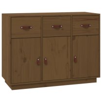 Beyza Pinewood Sideboard With 3 Doors 3 Drawers In Honey Brown