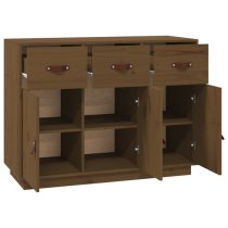 Beyza Pinewood Sideboard With 3 Doors 3 Drawers In Honey Brown