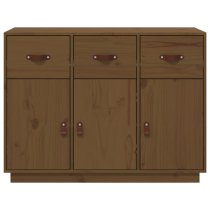 Beyza Pinewood Sideboard With 3 Doors 3 Drawers In Honey Brown