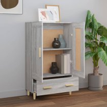 Aleta Wooden Highboard With 2 Doors 1 Drawer In Grey Sonoma Oak