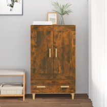 Aleta Wooden Highboard With 2 Doors 1 Drawer In Smoked Oak