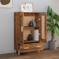 Aleta Wooden Highboard With 2 Doors 1 Drawer In Smoked Oak