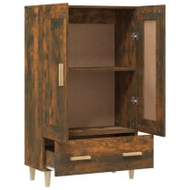 Aleta Wooden Highboard With 2 Doors 1 Drawer In Smoked Oak