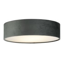 Drum 2 Lights Flush Ceiling Light With Grey Velvet Shade