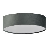 Drum 2 Lights Flush Ceiling Light With Grey Velvet Shade