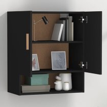 Aizza Wooden Wall Storage Cabinet With 2 Doors In Black