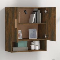 Aizza Wooden Wall Storage Cabinet With 2 Doors In Smoked Oak