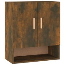 Aizza Wooden Wall Storage Cabinet With 2 Doors In Smoked Oak