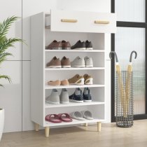 Beril Wooden Shoe Storage Cabinet With Drawer In White