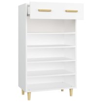 Beril Wooden Shoe Storage Cabinet With Drawer In White