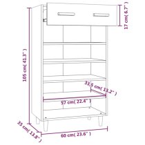 Beril Wooden Shoe Storage Cabinet With Drawer In White