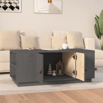 Drika Pinewood Coffee Table With 2 Doors And Shelves In Grey