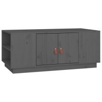 Drika Pinewood Coffee Table With 2 Doors And Shelves In Grey