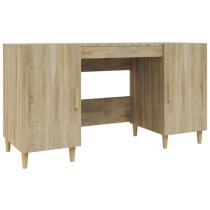 Cress Wooden Computer Desk With 2 Door In Sonoma Oak