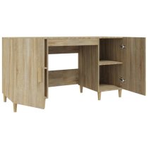 Cress Wooden Computer Desk With 2 Door In Sonoma Oak