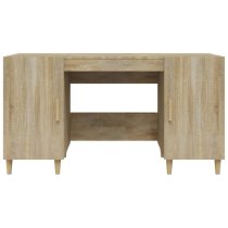 Cress Wooden Computer Desk With 2 Door In Sonoma Oak