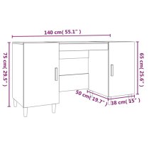 Cress Wooden Computer Desk With 2 Door In Sonoma Oak