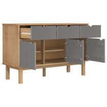 Bridie Pinewood Sideboard With 3 Doors 3 Drawers In Brown Grey