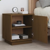 Byrne Pinewood Bedside Cabinet With 1 Door In Honey Brown