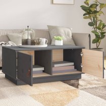 Anicet Pinewood Coffee Table With 2 Doors In Grey