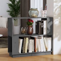 Ciniod Pinewood Bookcase And Room Divider In Grey