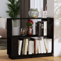 Ciniod Pinewood Bookcase And Room Divider In Black