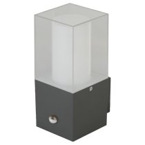 Granada PIR Clear Shade Outdoor Wall Light In Dark Grey