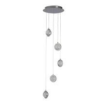 Quartz 5 Lights Bubble Glass Ceiling Pendant Light In Chrome