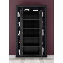 Raya Wooden Bookcase With 2 Doors In Black Ash