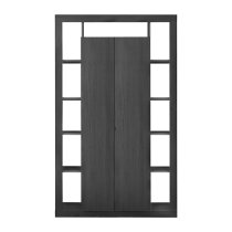 Raya Wooden Bookcase With 2 Doors In Black Ash