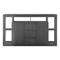 Raya Wooden Sideboard With 2 Doors 3 Drawers In Black Ash