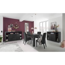 Raya Wooden Sideboard With 2 Doors 3 Drawers In Black Ash