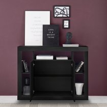 Raya Wooden Sideboard With 2 Doors In Black Ash