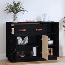 Reinier Pinewood Sideboard With 2 Doors 1 Drawer In Black