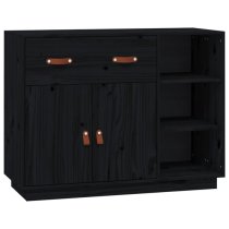 Reinier Pinewood Sideboard With 2 Doors 1 Drawer In Black