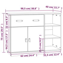 Reinier Pinewood Sideboard With 2 Doors 1 Drawer In Black