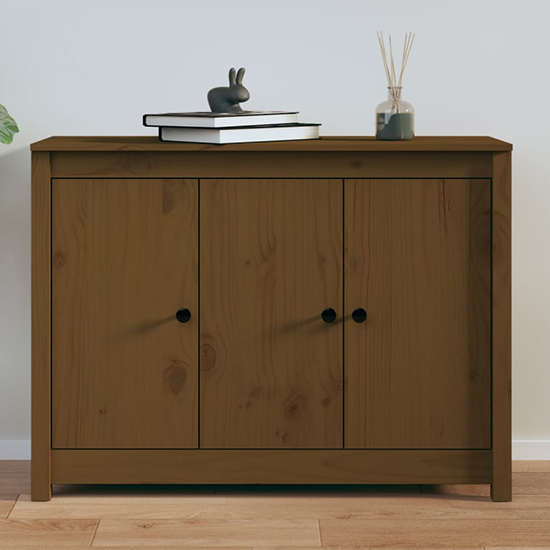 Secia Pinewood Sideboard With 3 Doors In Honey Brown