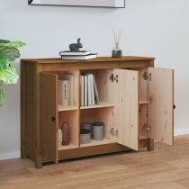 Secia Pinewood Sideboard With 3 Doors In Honey Brown