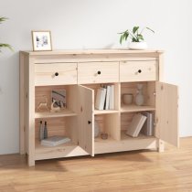 Secia Pinewood Sideboard With 2 Doors 3 Drawers In Natural