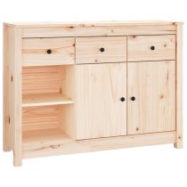 Secia Pinewood Sideboard With 2 Doors 3 Drawers In Natural