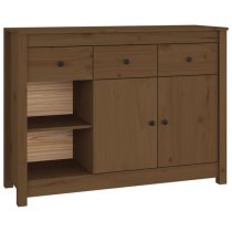 Secia Pinewood Sideboard With 2 Doors 3 Drawers In Honey Brown