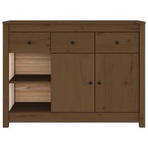 Secia Pinewood Sideboard With 2 Doors 3 Drawers In Honey Brown