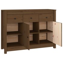 Secia Pinewood Sideboard With 2 Doors 3 Drawers In Honey Brown