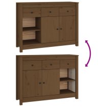 Secia Pinewood Sideboard With 2 Doors 3 Drawers In Honey Brown