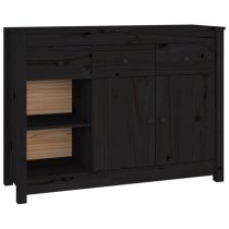 Secia Pinewood Sideboard With 2 Doors 3 Drawers In Black