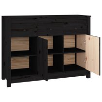 Secia Pinewood Sideboard With 2 Doors 3 Drawers In Black