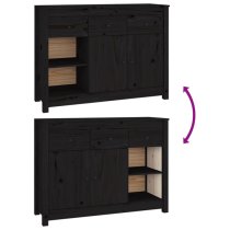 Secia Pinewood Sideboard With 2 Doors 3 Drawers In Black