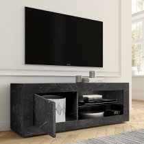 Taylor TV Stand In Black Marble Effect With 1 Door And LED