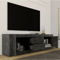 Taylor TV Stand With 2 Doors 3 Drawers In Black Marble Effect